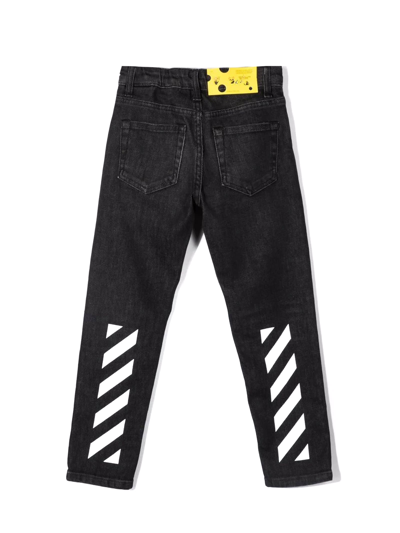 Shop Off-white Black Stretch Cotton Jeans In Nero