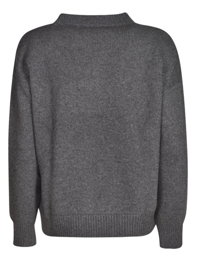 Shop Giada Benincasa Ciao Amore Embroidered Rib Sweater In Carbon Grey