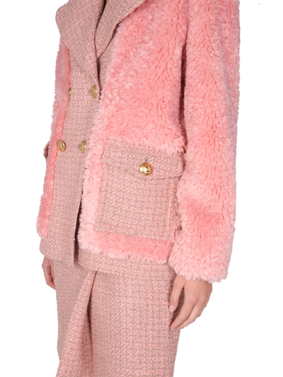 Shop Boutique Moschino Mat Jacket In Rosa
