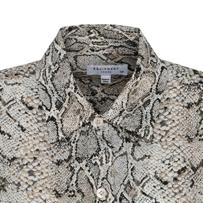 Shop Equipment Animalier Silk Printed Shirt In Serpente Naturale