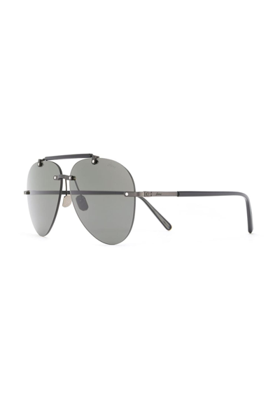 Brioni Frameless Double Bridge Aviator Sunglasses In Grey Black Grey