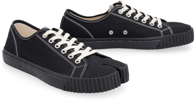 Shop Maison Margiela Tabi Canvas Sneakers In Black