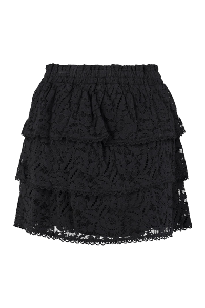 Shop Loveshackfancy Brynlee Lace Skirt In Black
