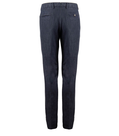 Shop Berwich Morello Navy Blue Denim Effect Trousers