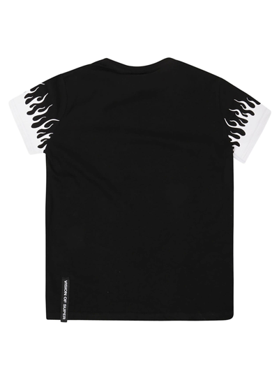Shop Vision Of Super Cotton Black Kids Tshirt With White Flame