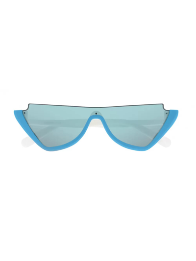 Courrèges Mask Mask Acetate Cat Eye Sunglasses In Blue White Light Blue