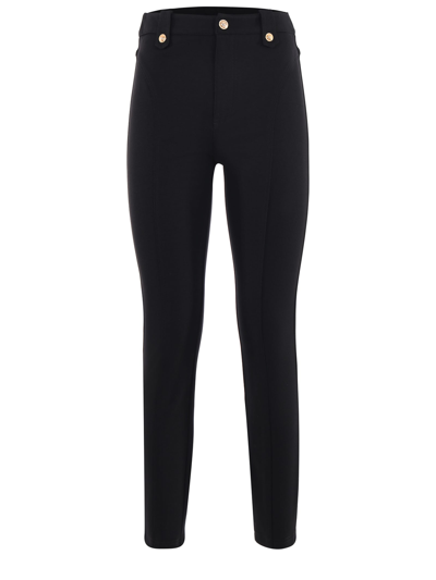 Shop Versace Jeans Couture Pantaloni  In Jersey Punto Milano In Nero