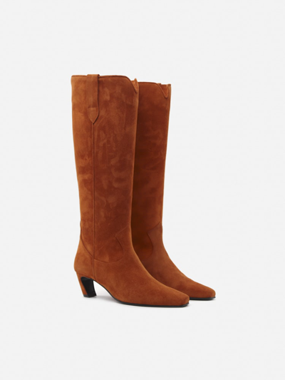 Shop Aldo Castagna Belen Velor Boots In Suede In Rust