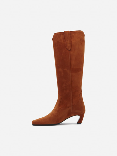 Shop Aldo Castagna Belen Velor Boots In Suede In Rust