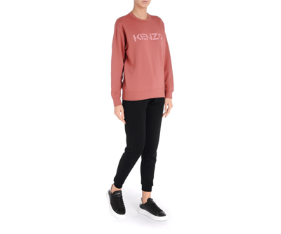 Kenzo Logo Sweatshirt In Dark Pink Cotton In Rosa | ModeSens