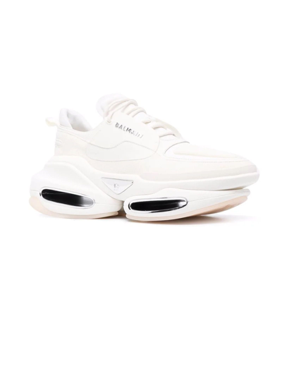 Shop Balmain White B-bold Low-top Sneakers In Bianco