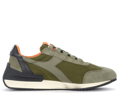 Shop Diadora Heritage Equipe Mad Italia Olive-green Trainers With Blue Inserts In Verde