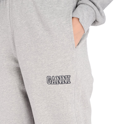Shop Ganni Software Jogging Trousers In Grey Melange In Grigio