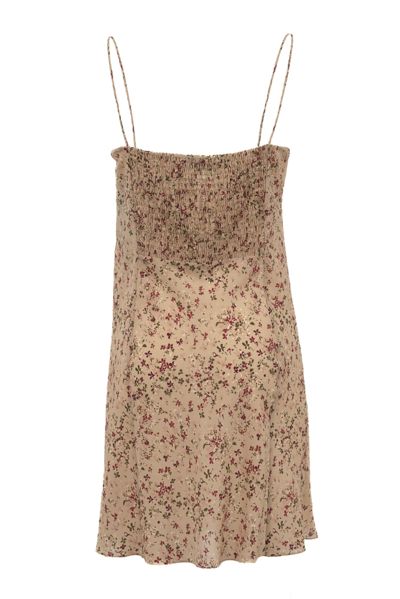 Shop Saint Laurent Floral Print Dress In Nude Rose