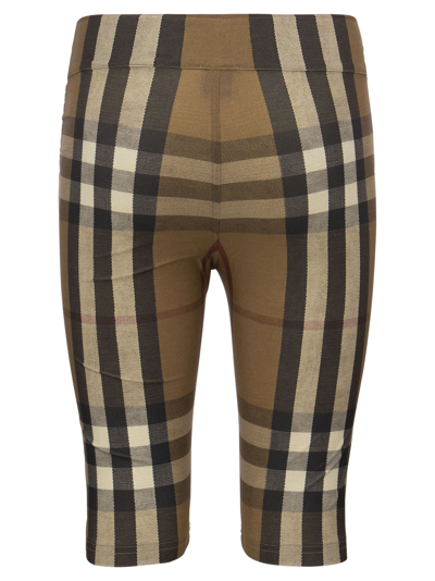 Shop Burberry Check Print Stretch Jersey Cycling Shorts In Birch Brown