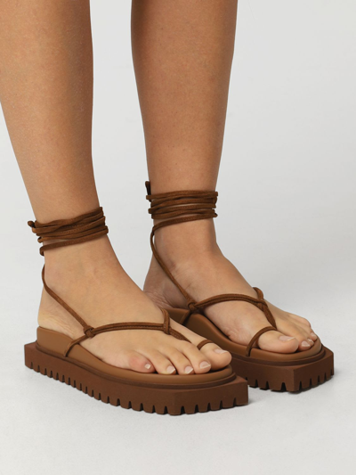 Shop Attico Flat Sandals Ren&eacute;e The  Thong Sandals In Leather