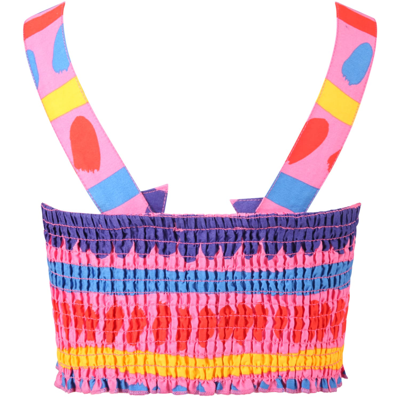 Shop Stella Mccartney Fuchsia Top For Girl With Multicolor Designs