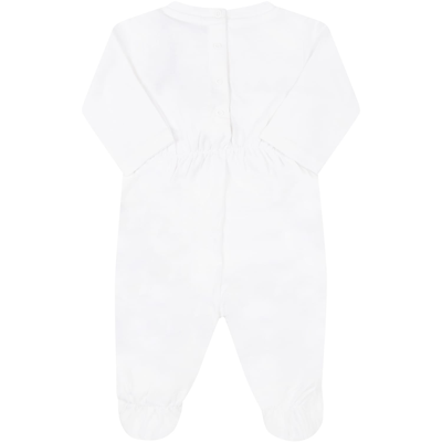Shop Balmain White Set For Baby Boy With Blue Logo