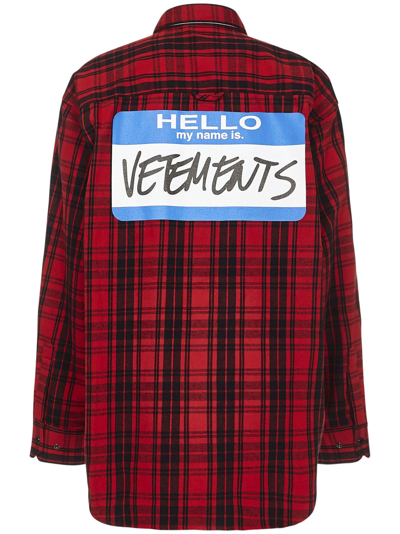Shop Vetements My Name Is Shirt In Red