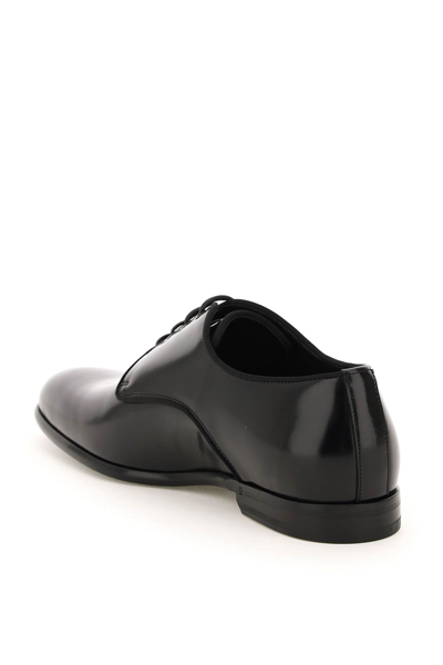 Shop Dolce & Gabbana Raffaello Brushed Leather Derby Shoes In Black (black)