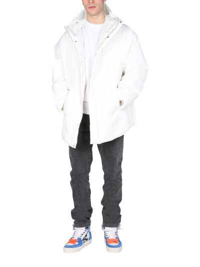 Shop Off-white Hooded Parka In Bianco