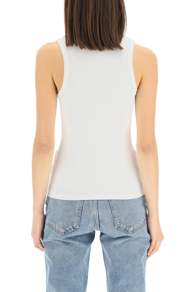 Shop Agolde Poppy Ribbed Tank Top In White (white)