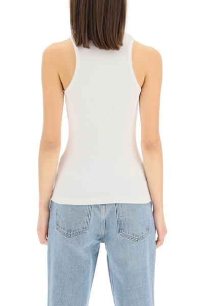 Shop Agolde Bea Ribbed Tank Top In Light Grey (white)
