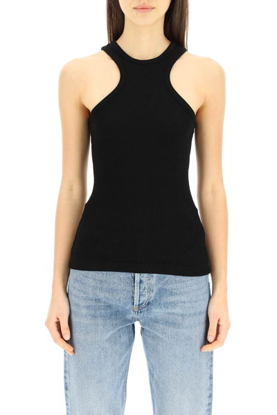 Shop Agolde Bea Ribbed Tank Top In Black (black)