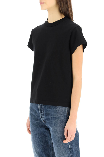 Shop Agolde Anika Cap Sleeve T-shirt In Black (black)