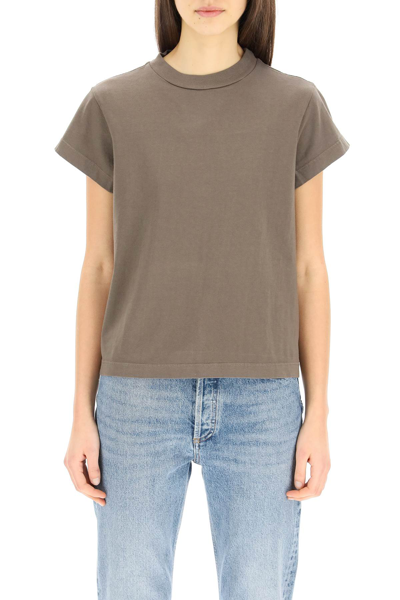 Shop Agolde Anika Cap Sleeve T-shirt In Dark Brown (brown)