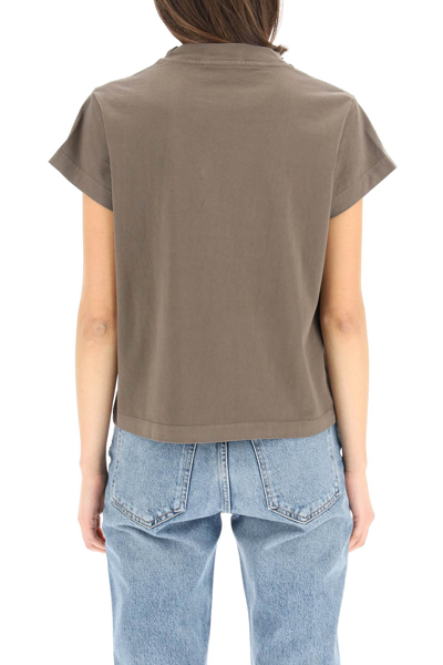 Shop Agolde Anika Cap Sleeve T-shirt In Dark Brown (brown)