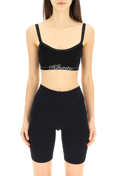 Shop Khaite Carmelo Bralette Top With Logo In Black (black)