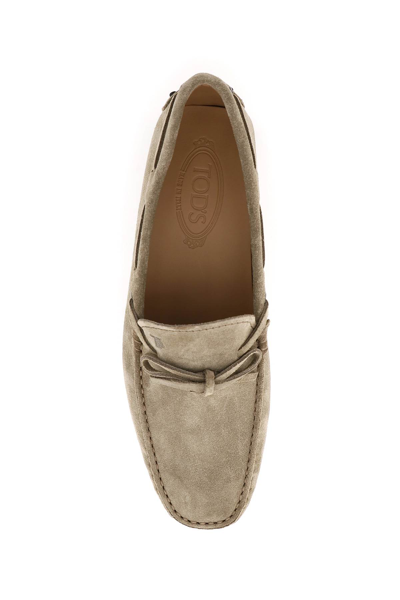 Shop Tod's Gommino Loafers With Laces In Torba (beige)