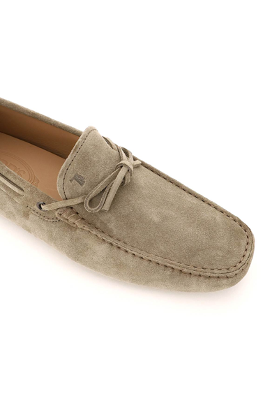Shop Tod's Gommino Loafers With Laces In Torba (beige)