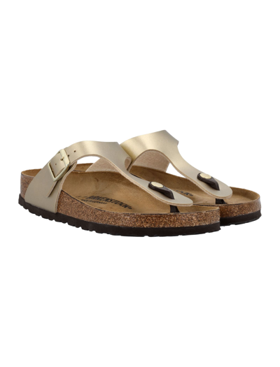 Shop Birkenstock Gizeh Gold Birko-flor