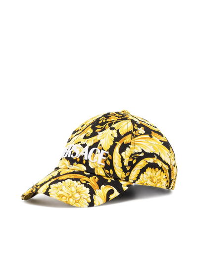 Shop Versace Baseball Cap In Black Gold