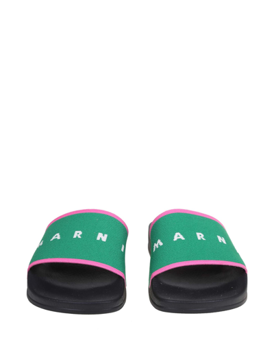 Shop Marni Sandals In Jacquard And Rubber In Green