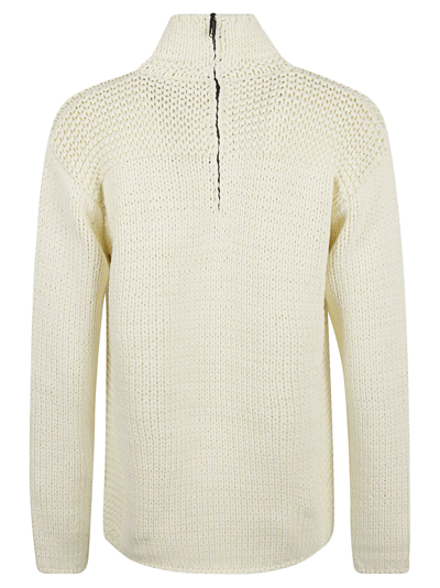 Shop Off-white Meteornail Knit Zip Mockneck Sweater In Tofu