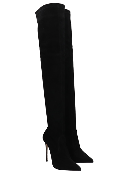 Shop Le Silla Eva 120 High Heels Boots In Black Suede