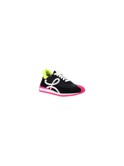 Shop Loewe Flow Runner Sneakers In Black/neon Pink