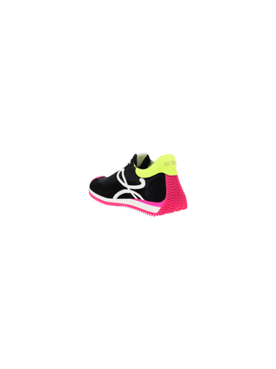 Shop Loewe Flow Runner Sneakers In Black/neon Pink