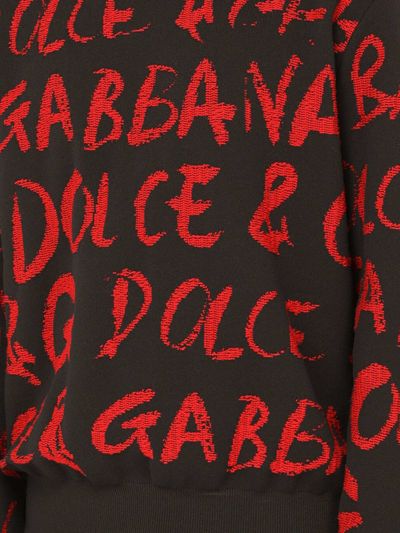 Shop Dolce & Gabbana Round-neck Jacquard Sweater In Black/red