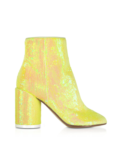 Shop Mm6 Maison Margiela Blazing Yellow Sequins And Suede Boots
