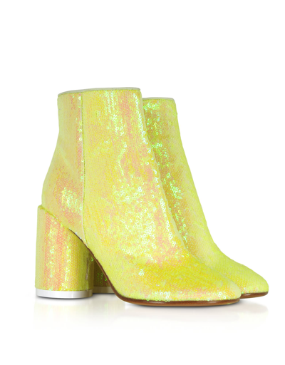 Shop Mm6 Maison Margiela Blazing Yellow Sequins And Suede Boots