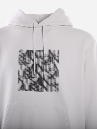 Shop Saint Laurent Cotton Sweatshirt With Optical Illusion Print In White