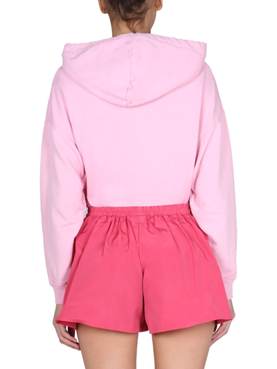 Shop Red Valentino Sweatshirt With Logo Print In Rosa