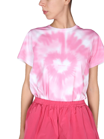 Shop Red Valentino Cotton Jersey T-shirt With Heart Tie Dye Print In Rosa