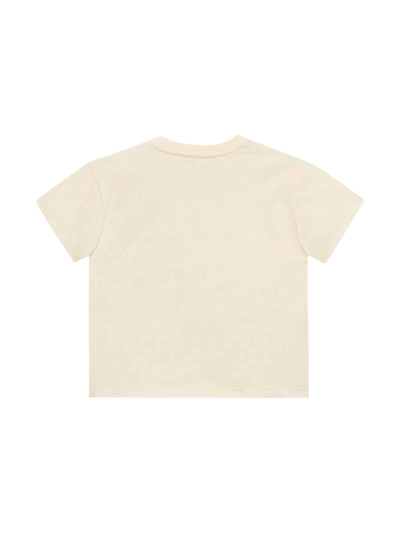 Shop Gucci White T-shirt With Frontal Print In Giallo
