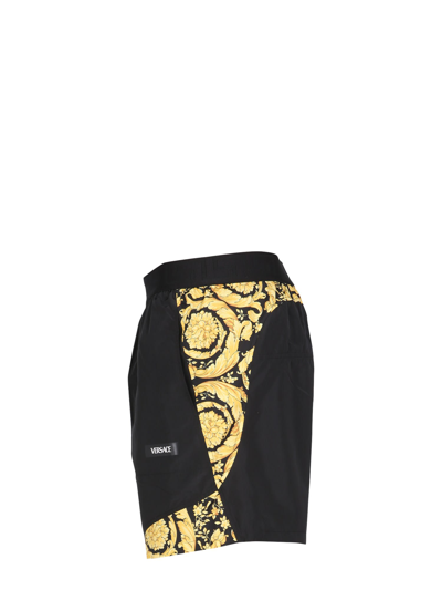 Shop Versace Bermuda With Baroque Print In Nero