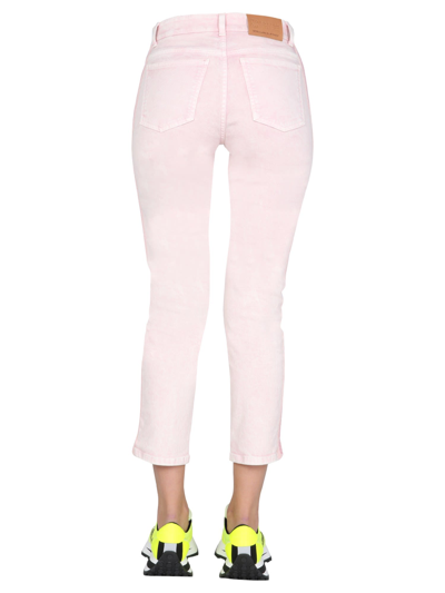 Shop Stella Mccartney Jeans With Logo Bands In Beige